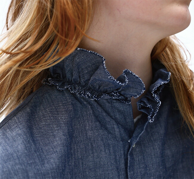 SALE30%OFF // Yarmo ヤーモ Dungaree Ruffle Shirts ダンガリー