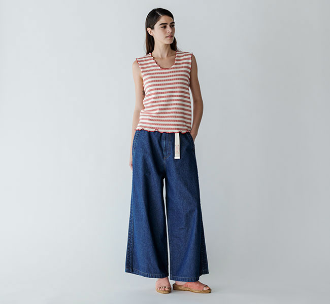 MEYAME メヤメ DENIM SIDE LINE WIDE PANTS デニム サイドライン