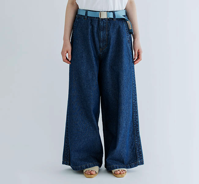 MEYAME メヤメ DENIM SIDE LINE WIDE PANTS デニム サイドライン