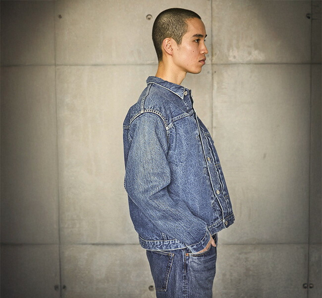 orslow オアスロウ TYPE1 PLEATED FRONT BLOUSE 2YEAR WASH デニム