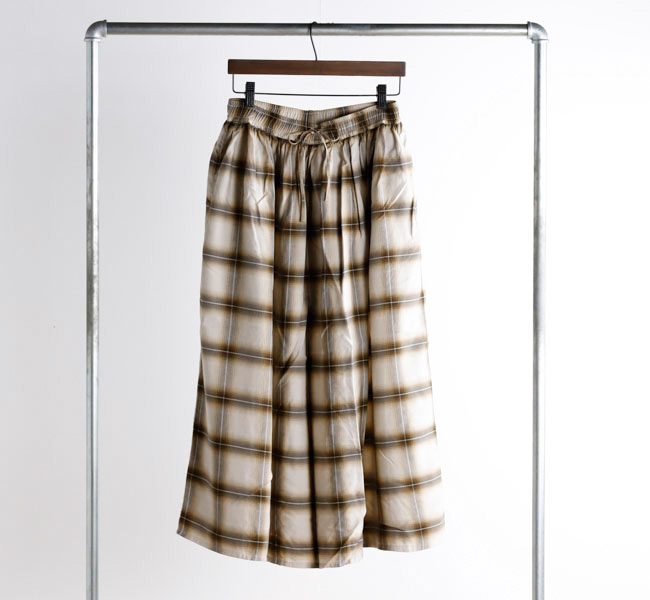 SALE30%OFF //orslow オアスロウ OMBRE CHECK GATHERED SKIRT BROWN