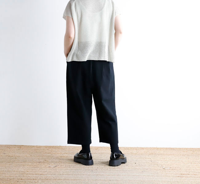 evam eva エヴァムエヴァ E261T179 コットンボイルタックパンツ cotton
