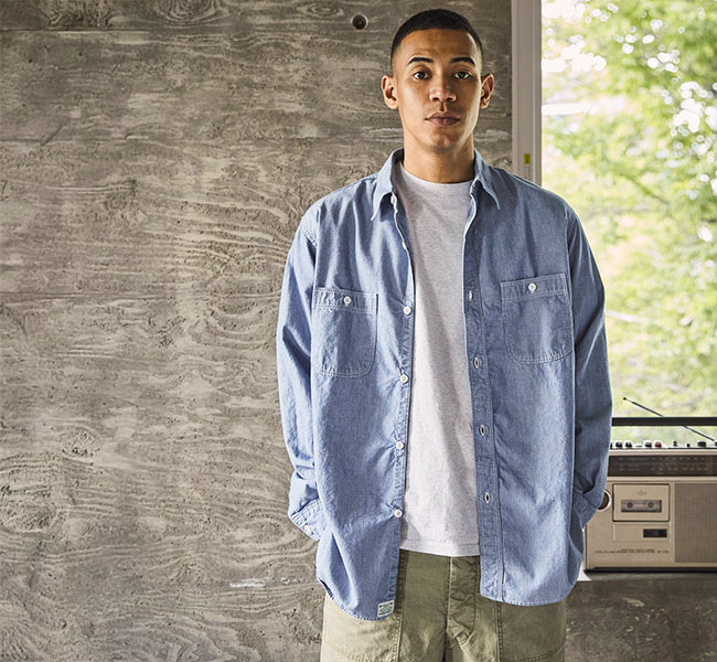 orslow オアスロウ 01-8270-181 RELAX FIT STRIPE CHAMBRAY WORK SHIRT
