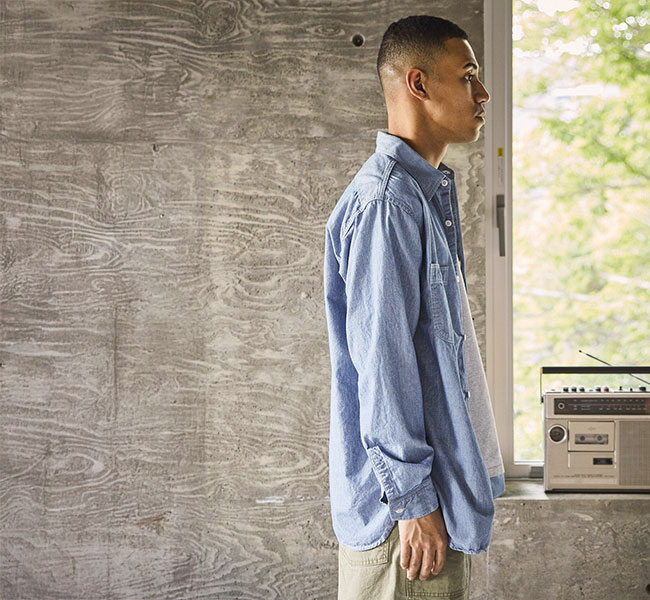 orslow オアスロウ 01-8270-181 RELAX FIT STRIPE CHAMBRAY WORK SHIRT