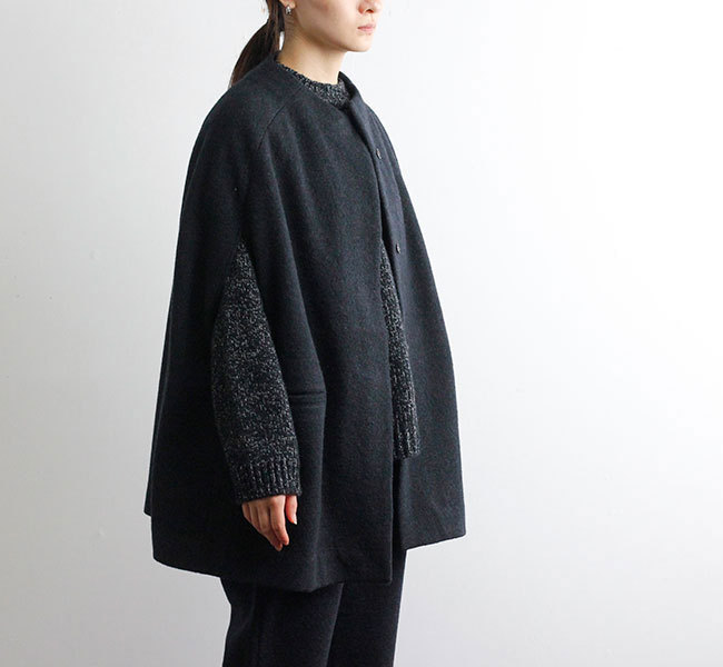 evam eva エヴァムエヴァ プレスウールポンチョ press wool poncho