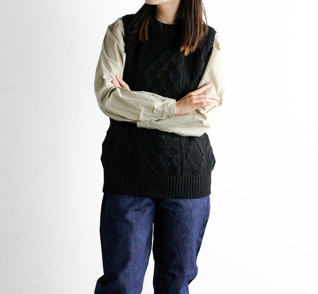 SALE30%OFF //HTS WOOL ARAN CREW VEST ウールアランクルー