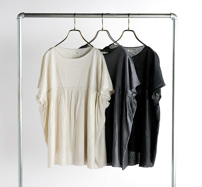 evam eva エヴァムエヴァ リネンギャザー プルオーバー linen