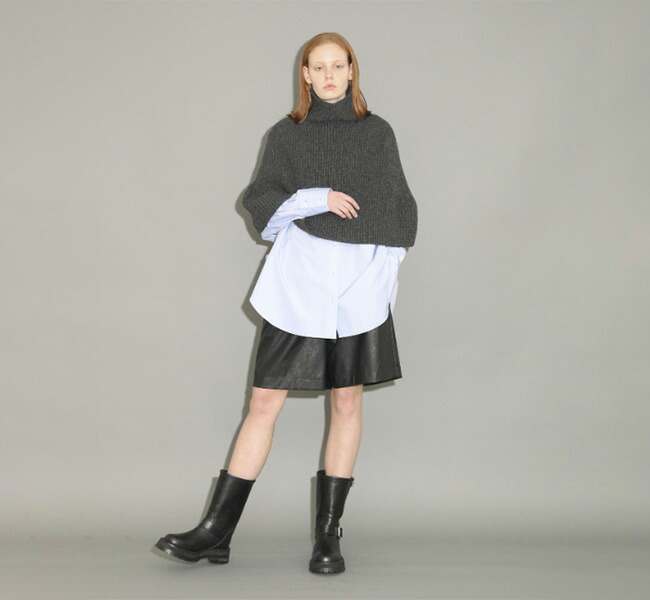 SACRA サクラ EX.FINE LAMBWOOL PONCHO ラムウール ニットポンチョ