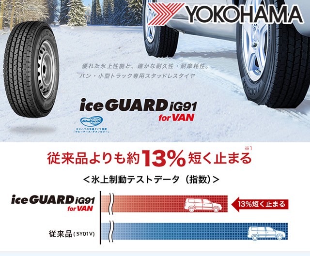 送料無料 YOKOHAMA ヨコハマタイヤ アイスガードIG91 195/80R15 国産 