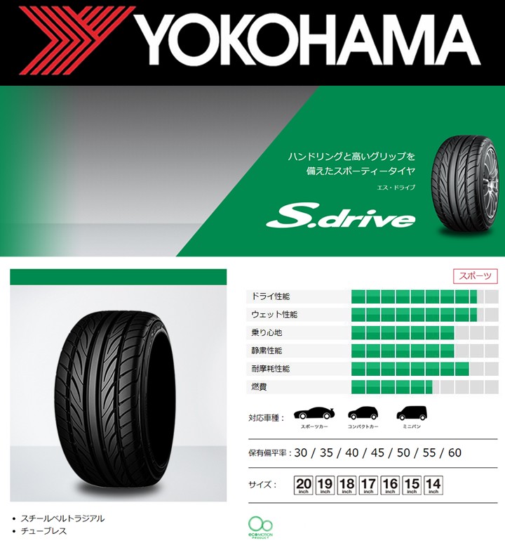 YOKOHAMA ヨコハマ S drive ES03N Sドライブ ES03N 165/40R17 国産 新品 4本セット 夏タイヤ  165/40-17 安い 価格