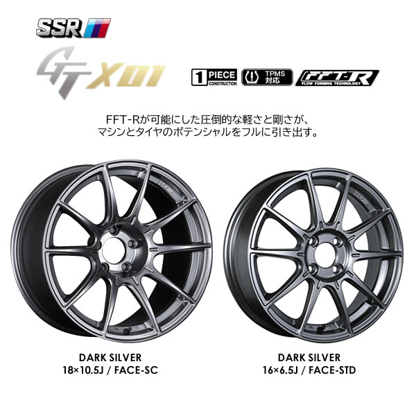 [新品ホイール 1本(交換 補修用) ]SSR GTX01 18インチ 9.5J 5H-114.3 フラットブラック 法人宛て送料無料の画像