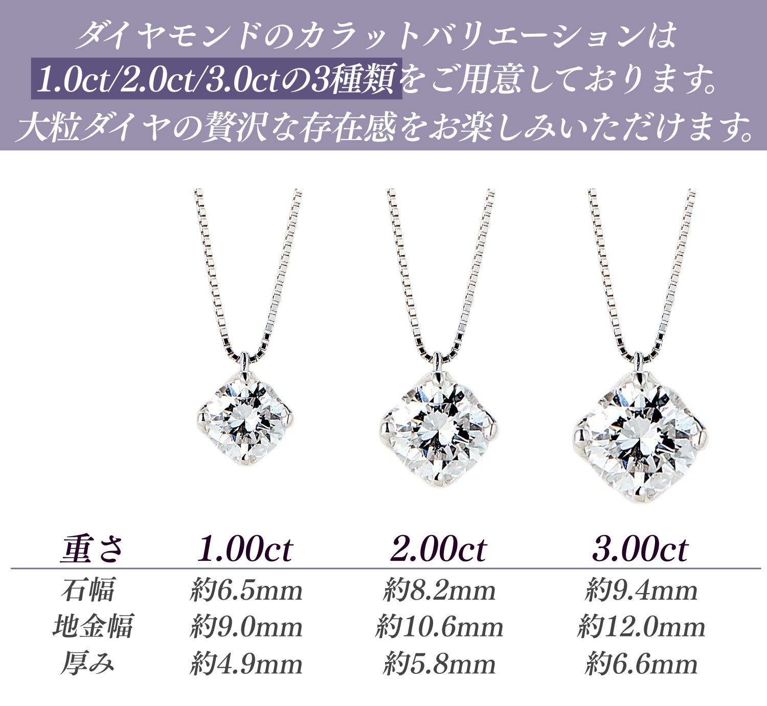 1ct/PT】ラボグロウンダイヤモンド 一粒ダイヤ ネックレス Dカラー 3EX
