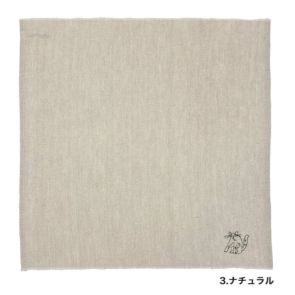 倉敷意匠計画室 トラネコボンボン 小幅リネン刺繍ハンカチ 中西なちお