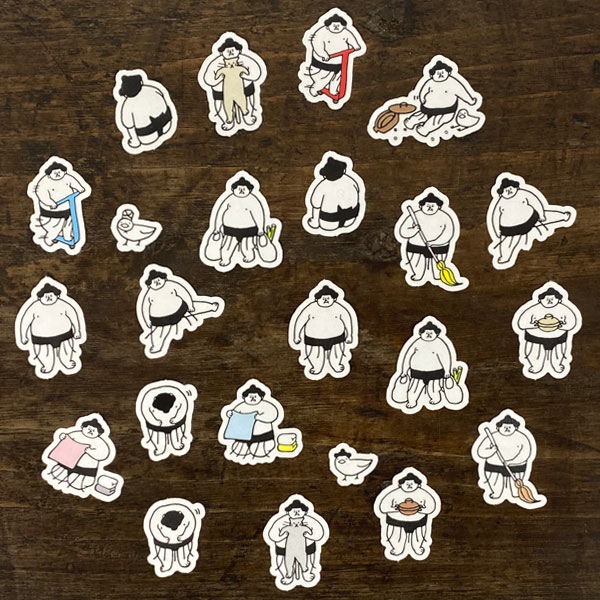 おはぎやま×水縞 フレークシール にちじょう お相撲さん かわいい