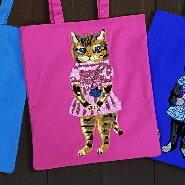 Nathalie Lete（ナタリーレテ） Fluffy レクタングルトートバッグ 猫柄