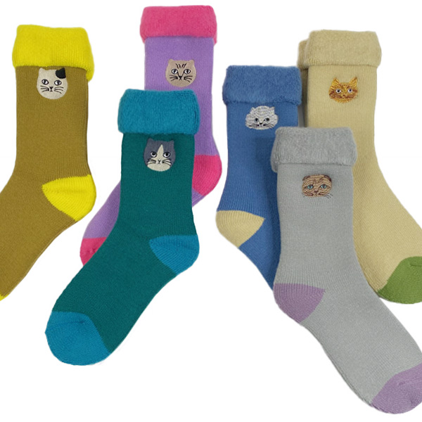 靴下 猫柄 松尾ミユキ ルームソックス C 猫グッズ 厚手 猫雑貨 ネコ