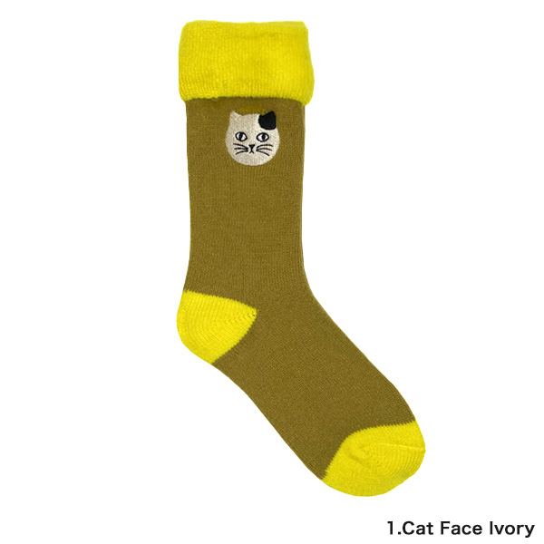 靴下 猫柄 松尾ミユキ ルームソックス C 猫グッズ 厚手 猫雑貨 ネコ