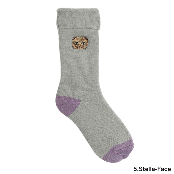 靴下 猫柄 松尾ミユキ ルームソックス C 猫グッズ 厚手 猫雑貨 ネコ