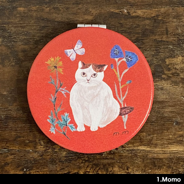 新品　松尾ミユキ　コンパクト ミラー　Momo　等倍鏡　拡大鏡　猫　ねこ　ネコ 松尾ミユキ コンパクトミラー 猫 Momo | 京都のかわいい雑貨屋さん