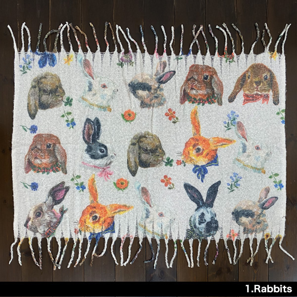 Nathalie Lete ひざ掛け 猫柄 猫グッズ ナタリーレテ シャギー