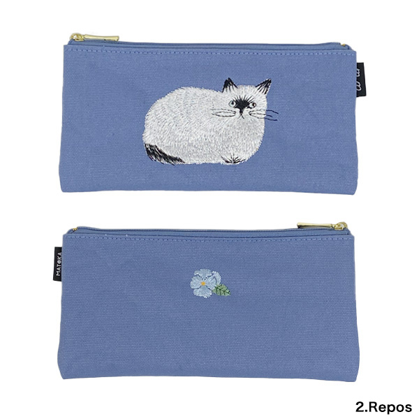 松尾ミユキ ペンケース 筆箱 猫グッズ 刺繍ペンケース おしゃれ スリム