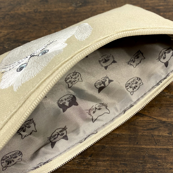 松尾ミユキ ペンケース 筆箱 猫グッズ 刺繍ペンケース おしゃれ スリム