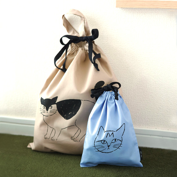 松尾ミユキ ドローストリングバッグ S 巾着袋 小さいサイズ 猫グッズ