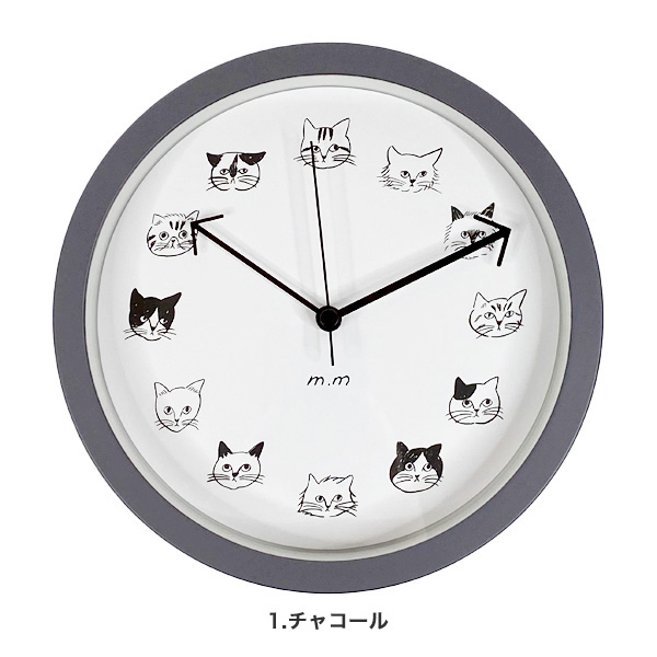 松尾ミユキ 壁掛け時計 置き時計 おしゃれ 猫グッズ 2way clock Cats L
