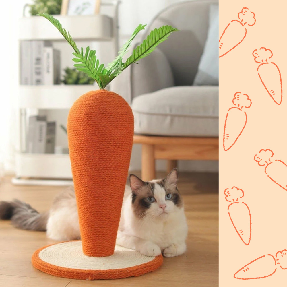 猫用 爪とぎポール にんじん型 爪とぎポール 猫 ねこ 人参型 天然サイザル麻 ペット用 爪研ぎ 猫おもちゃ 運動不足解消 送料無料