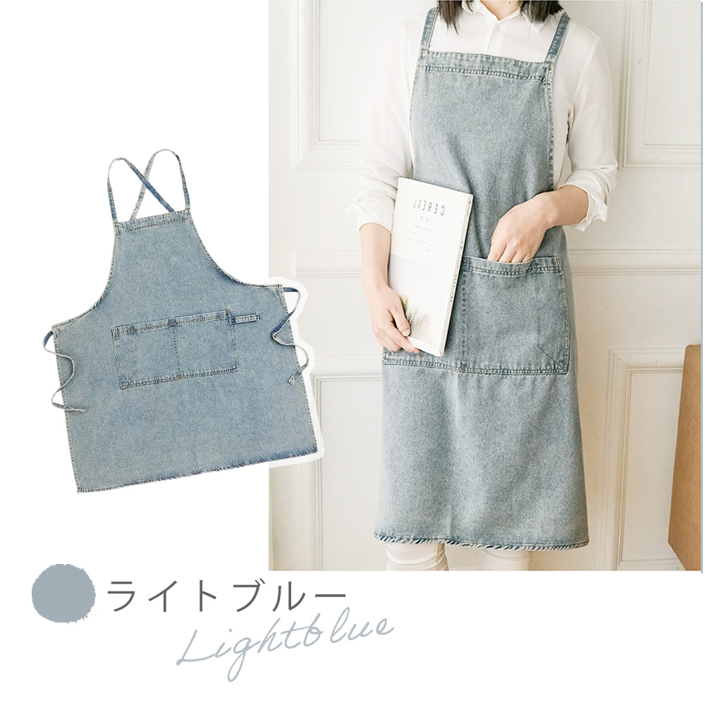 エプロン おしゃれ 保育士 カフェ ショート丈 デニム かわいい DIY 腰巻き サロン 保育 無地 |  | 02