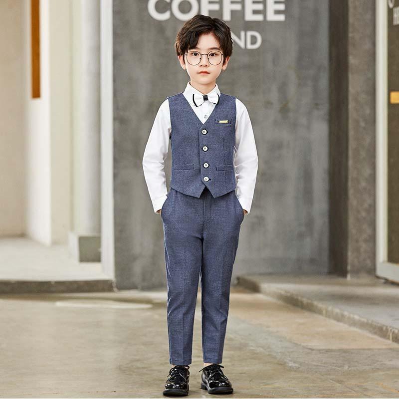 130cm【ジレ付き】フォーマルスーツ 男の子 男の子 スーツ フォーマル 結婚式 おしゃれ キッズ ベスト ジレ