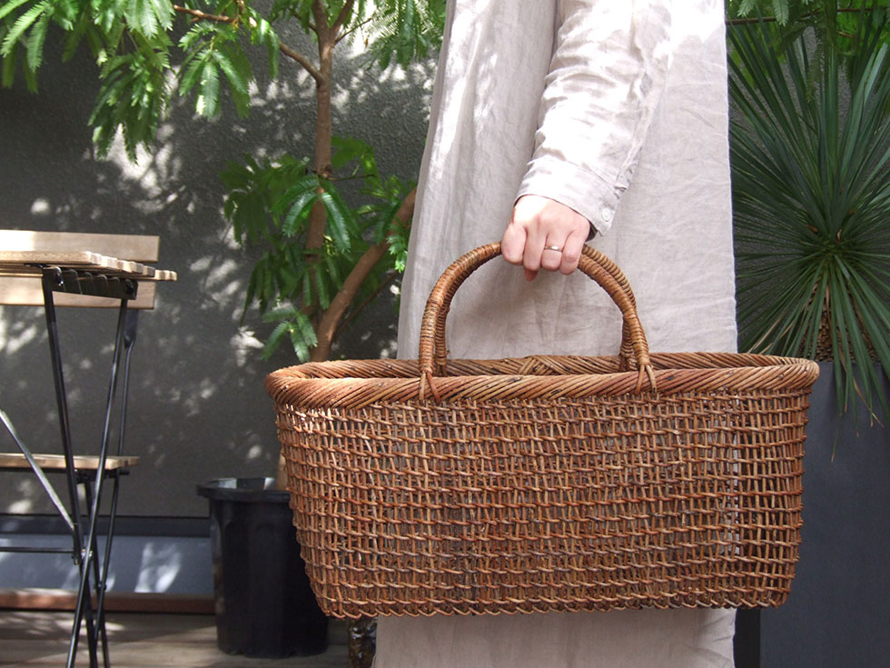 秋田県 あけび蔓細工 あけびかご 手提げかご 特上透かし編み こだし