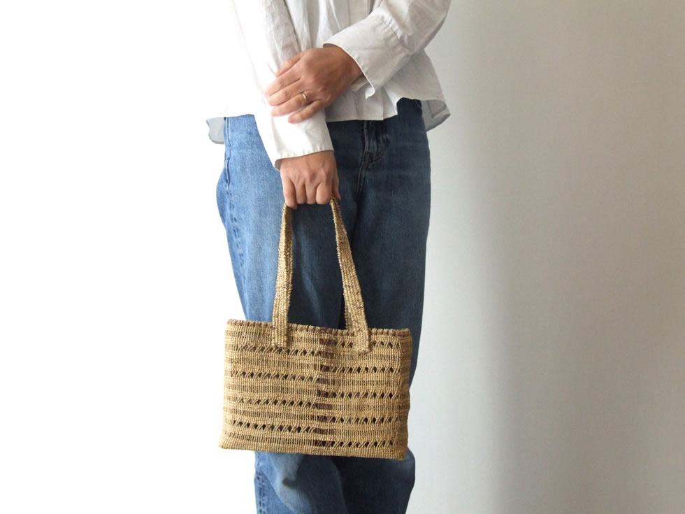 福島奥会津編み組細工 ヒロロ細工 ヒロロ モワダのバッグ4 : おまめ