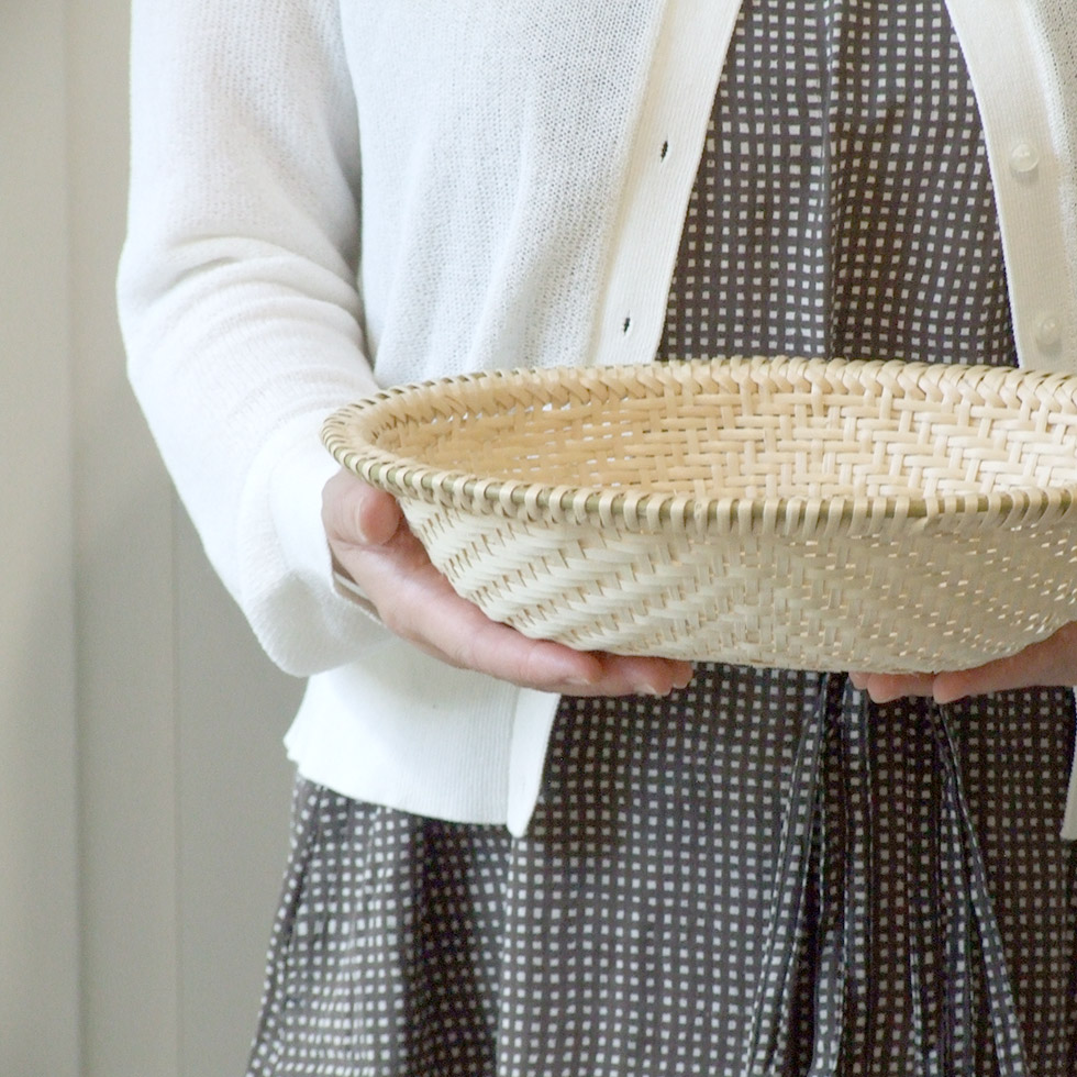 福島奥会津編み組細工 マタタビ楕円浅ザル 中 特上編み : おまめ