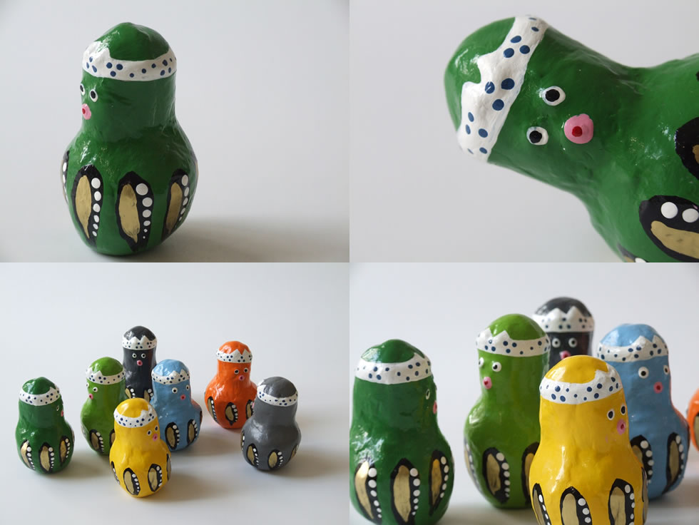 郷土玩具 民藝 広島県 三原だるま タコだるま グリーン : おまめ
