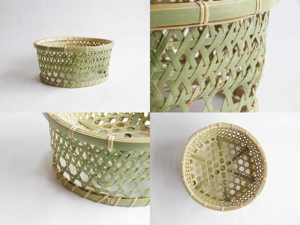 日本の竹細工 椀かご 丸 中サイズ2〜3人用 底補強力竹有 : おまめ