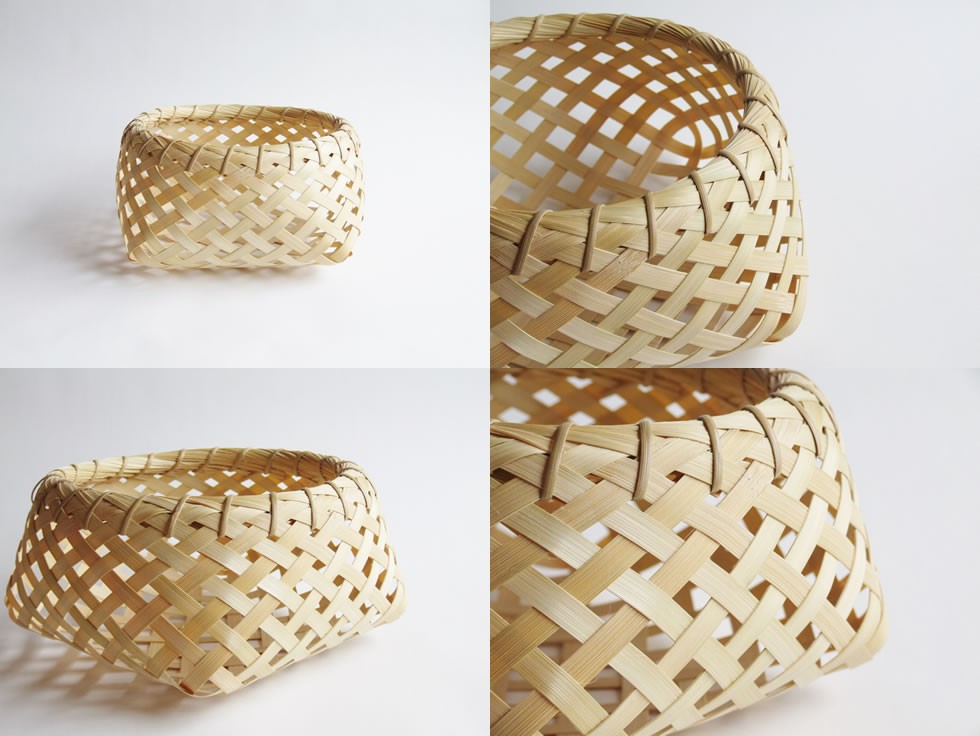 日本の竹細工 四つ目透かし編み丸籠 : おまめ - 通販 - Yahoo!ショッピング