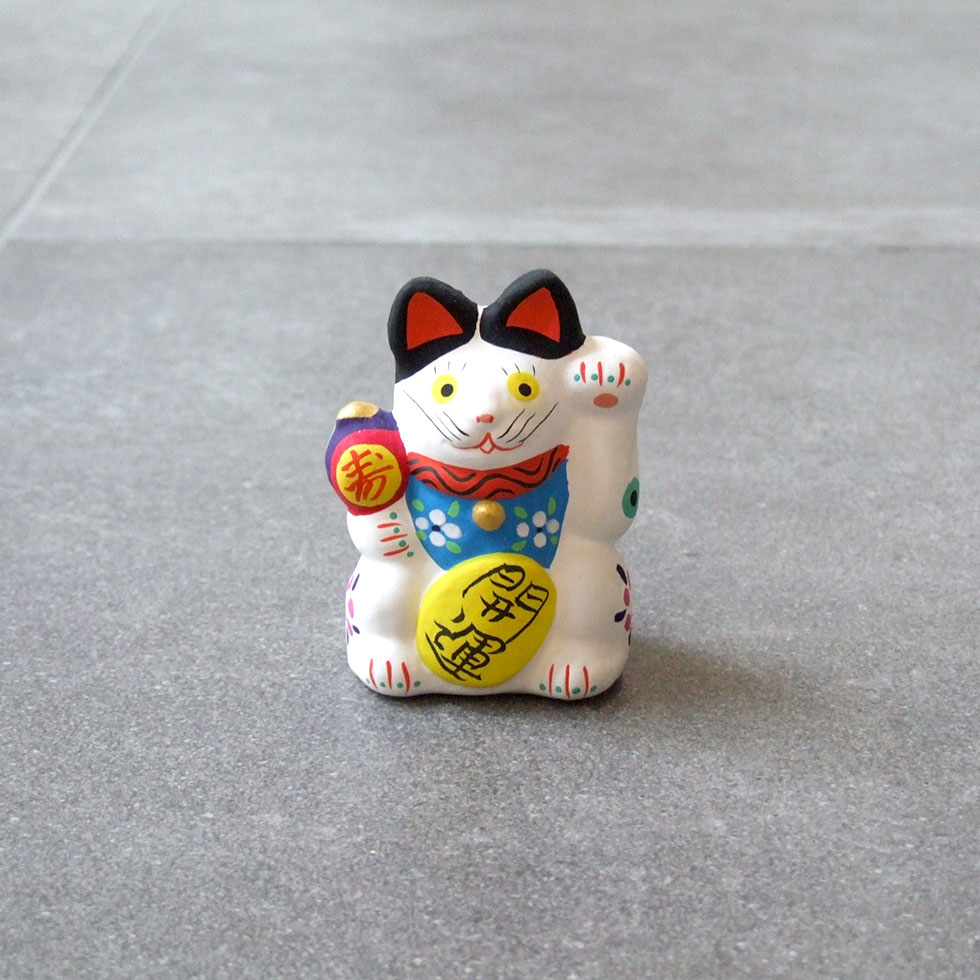 郷土玩具 民藝 福島県 工房千想 招き猫 小 白 縁起物 置物 開運 厄除け