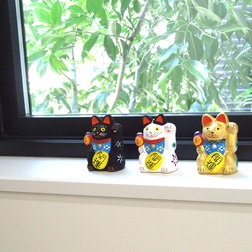 郷土玩具 民藝 福島県 工房千想 招き猫 小 白 縁起物 置物 開運 厄除け