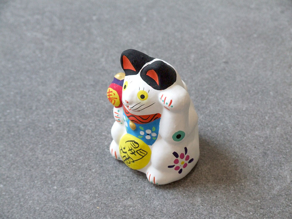 郷土玩具 民藝 福島県 工房千想 招き猫 小 白 縁起物 置物 開運 厄除け