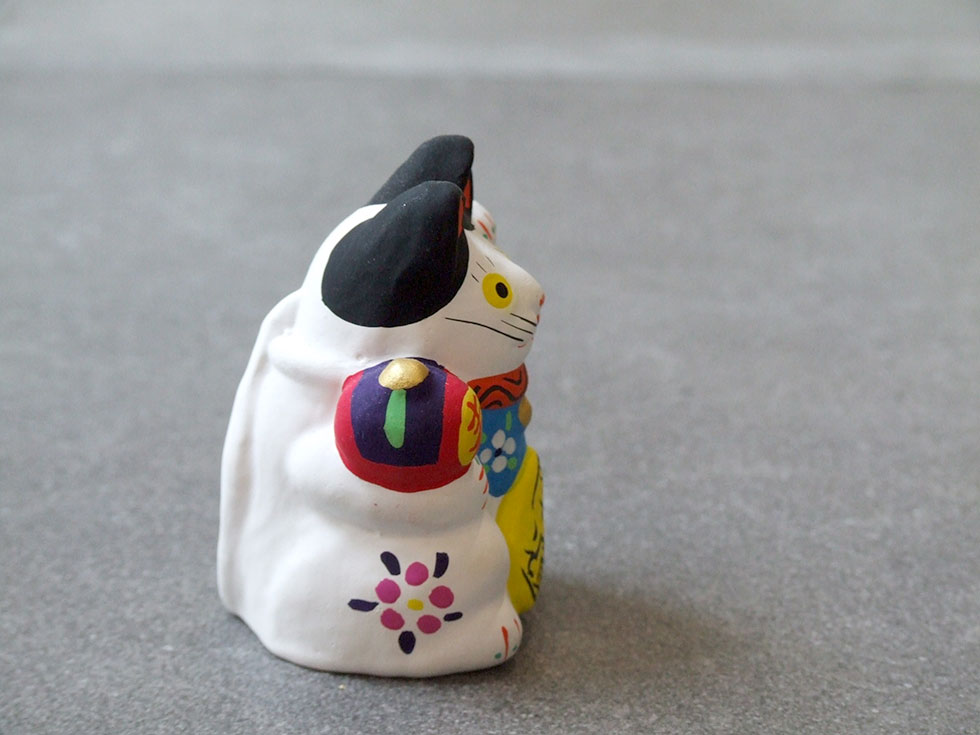 郷土玩具 民藝 福島県 工房千想 招き猫 小 白 縁起物 置物 開運 厄除け