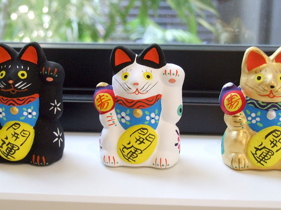 郷土玩具 民藝 福島県 工房千想 招き猫 小 白 縁起物 置物 開運 厄除け