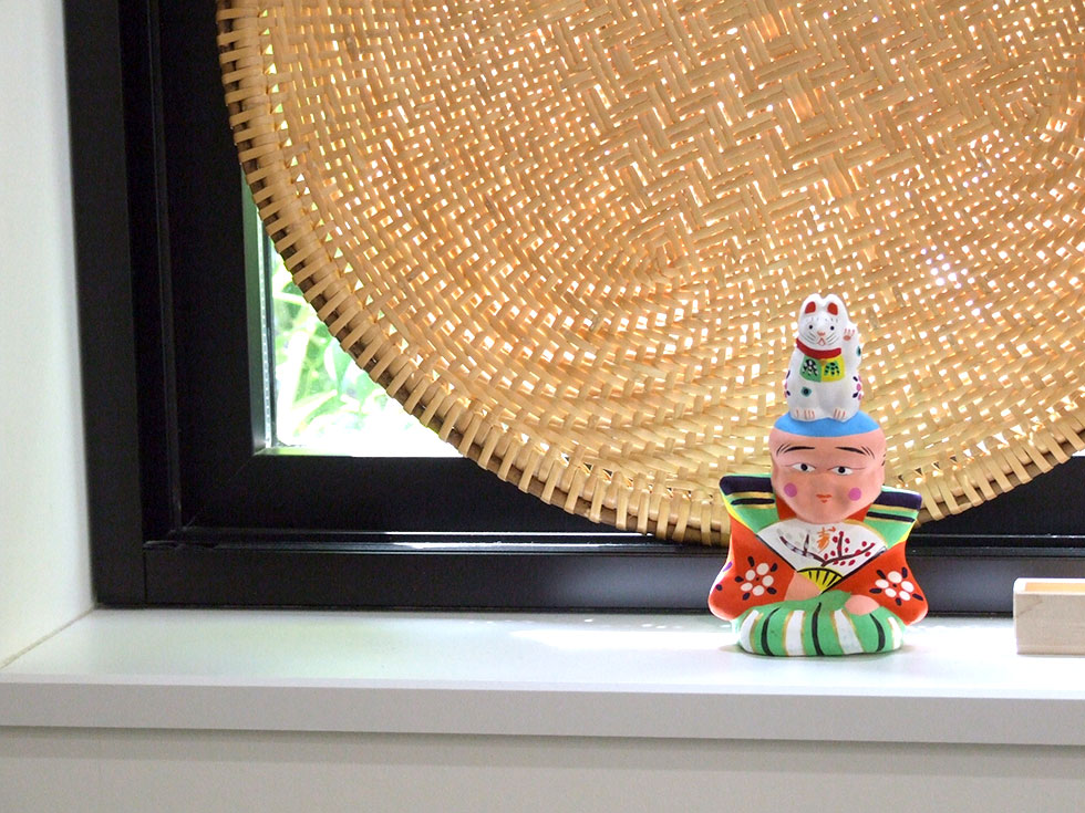 郷土玩具 民藝 福島県 工房千想 福助乗り招き猫 小 縁起物 置物 開運