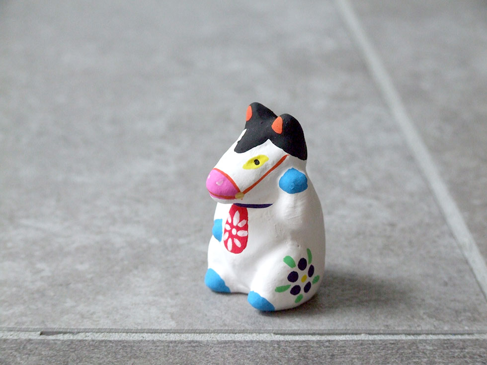 郷土玩具 民藝 福島県 工房千想 豆招き馬 黒毛 干支 午 縁起物 置物