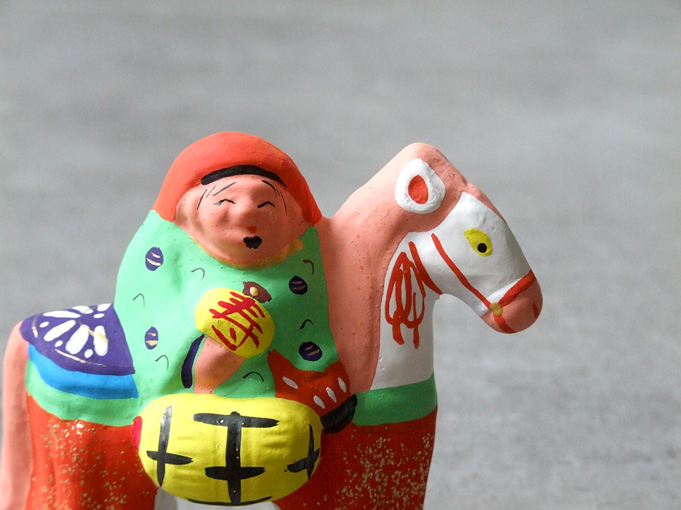 郷土玩具 民藝 福島県 工房千想 馬乗り大黒 小 干支 午 縁起物 置物