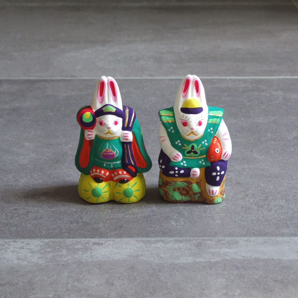 郷土玩具 民藝 福島県 工房千想 卯二福神 干支 兎 縁起物 二体セット