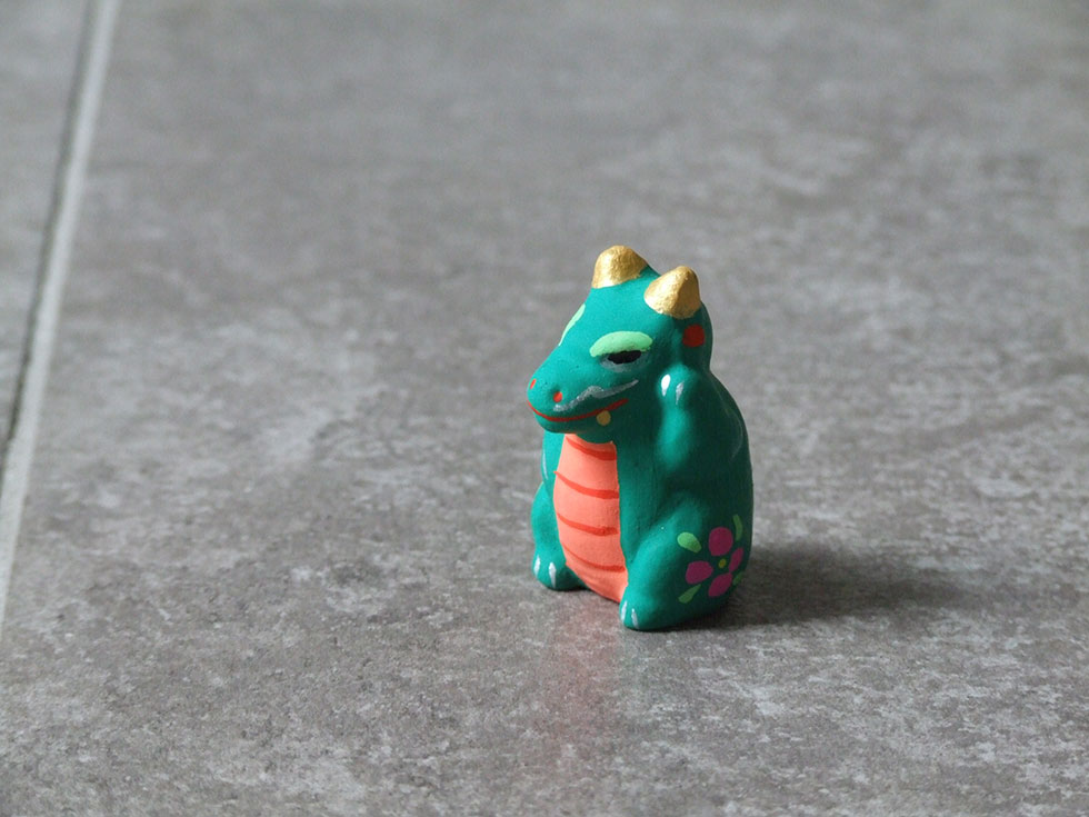 郷土玩具 民藝 福島県 工房千想 豆招き辰 緑 干支 龍 縁起物 置物 開運