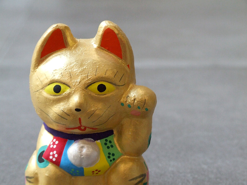 郷土玩具 民藝 福島県 工房千想 招き猫 中 金 縁起物 置物 開運 厄除け