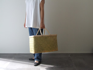 山梨県 富士山麓のスズ竹細工 市場かご 尺四サイズ(幅44cm) : おまめ