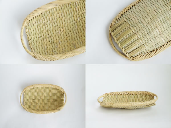 ✴︎美品✴︎岩手 鳥越 すず竹 竹ざる 岩手県二戸 鳥越竹細工 スズ竹(篠竹) 持ち手付 楕円ざるB 小 : おまめ